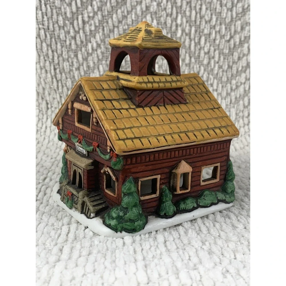 GZ Lefton 1986 School House Colonial Village Votive Candle Holder‎ Christmas